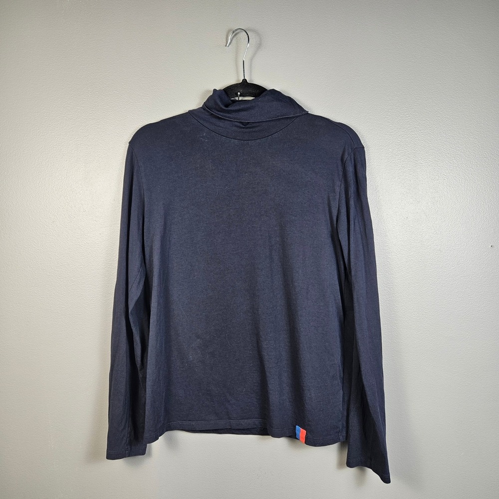 Kule Women S Turtleneck Top Long Sleeve Organic Cotton Jersey Minimalist Navy